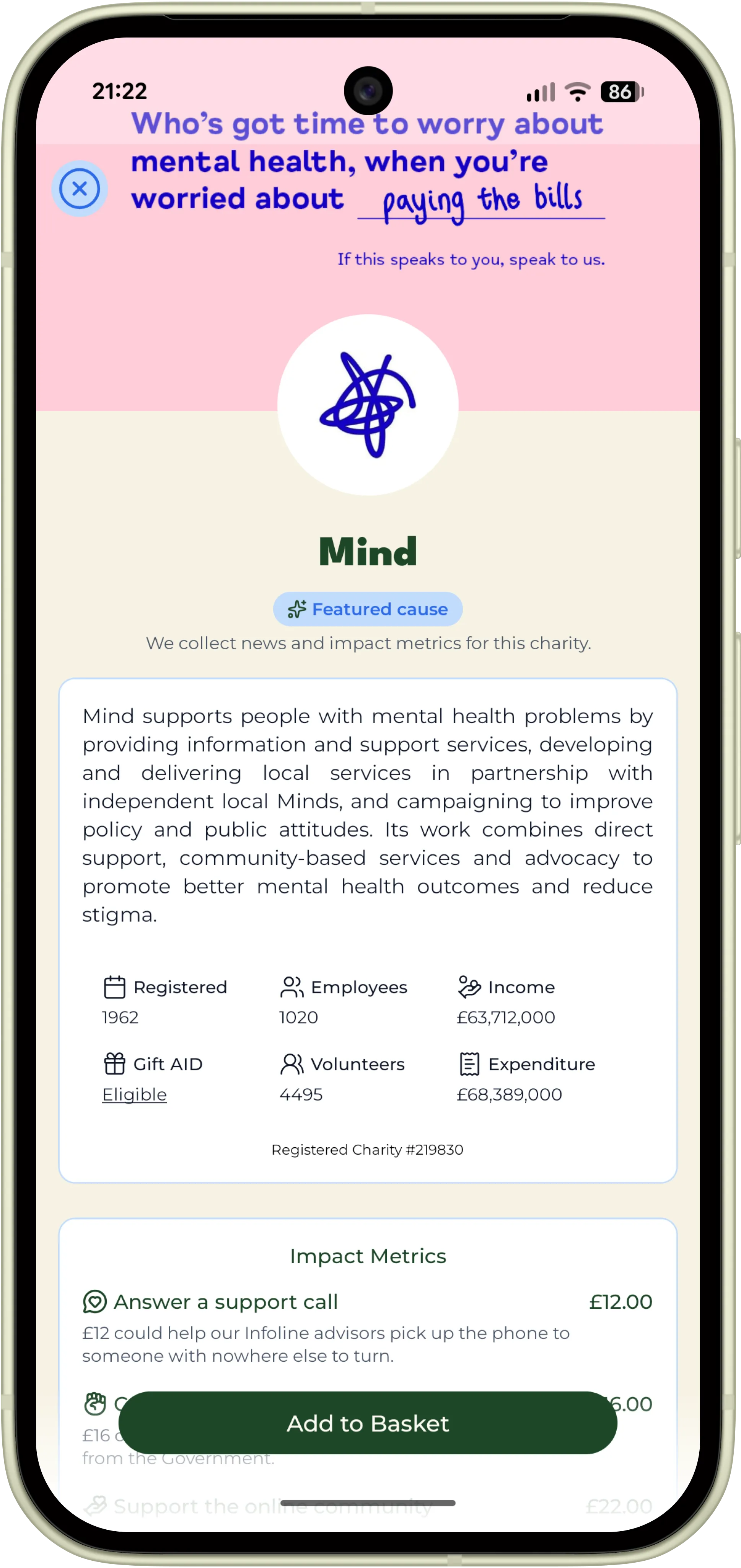 Legacy app — Cause info